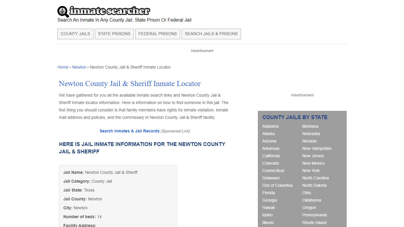 Newton County Jail & Sheriff Inmate Locator - Inmate Searcher
